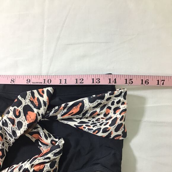 BLOOMCHIC 12 L black leopard print belted buckle high waist swim bottom NWT B92 - Picture 4 of 8